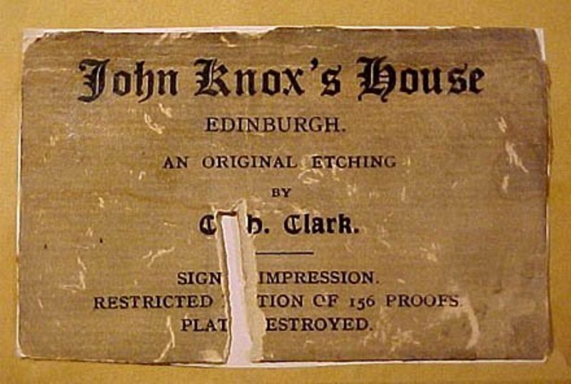 CHARLES H. CLARK John Knox House Ltd. Edit. ETCHING