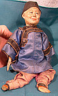 CHINESE COMPOSITION DOLL with SILK CLOTHES 1900-20