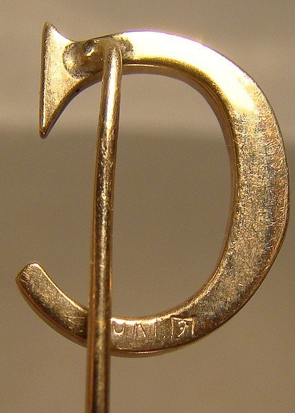 10K Gold Forstner C INITIAL STICKPIN c1940s-50s