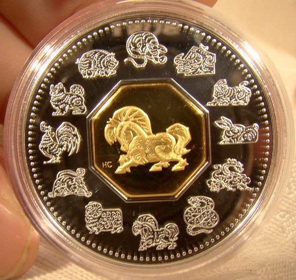 CANADA 2002 YEAR OF THE HORSE STERLING &amp; GOLD COIN