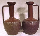 ARTS & CRAFTS BROWN STONEWARE EWERS c1900