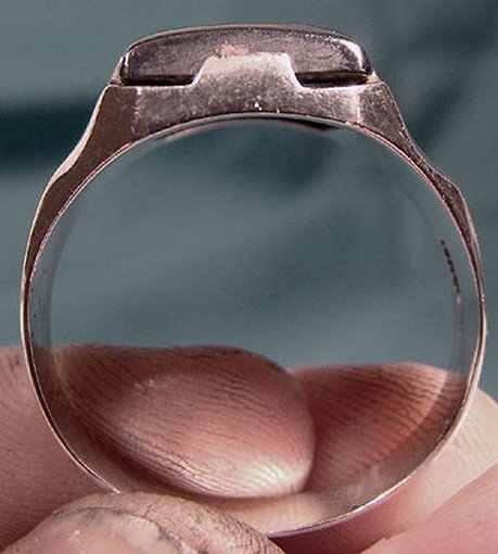 Man's STERLING Silver HEMATITE Alaskan Diamond Intaglio Centurion RING