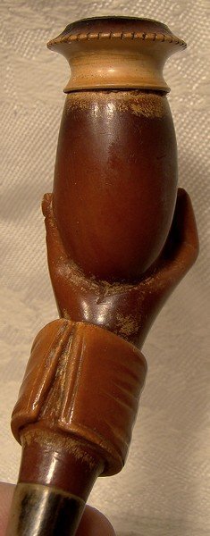 Antique Carved Hand Meerschaum Pipe in Case c1890s High Quality