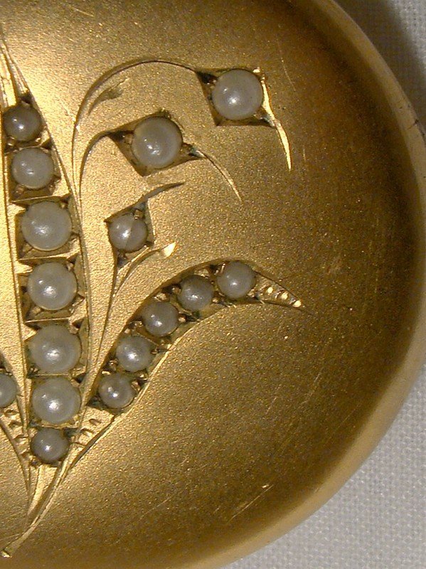 Victorian Gold Filled Lily of the Valley Seed Pearl Photo LOCKET 1890