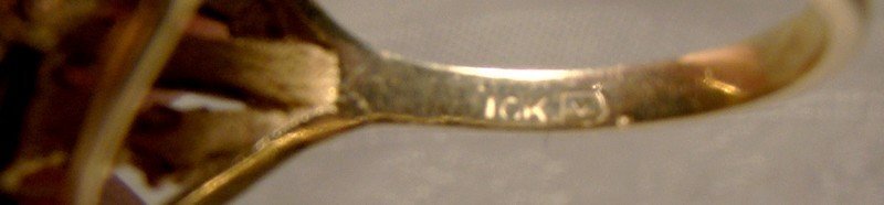 10K Yellow Gold Malachite Cabochon Ring 1960s - Size 6