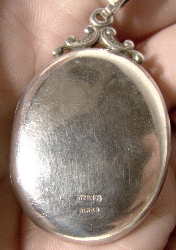 Birks Sterling Engraved Sterling Silver Photo Locket &amp; Chain Necklace
