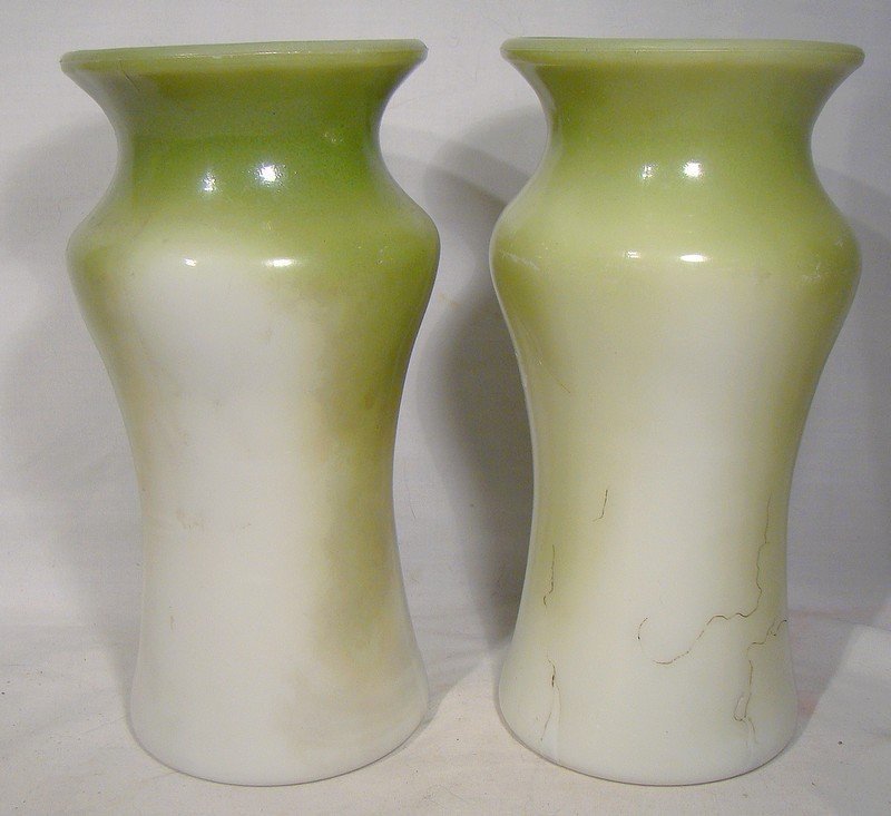 Antique Niagara Falls Souvenir Milk Glass Spills or Mantle Vases