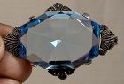 Coro Sterling Silver Marcasites Art Deco Blue Crystal Brooch 1920s