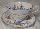 Royal Albert Crown China Dainty Dinah 7694A Blue Trim Cup and Saucer