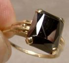 10K Black Alaskan Diamond Hematite Ring 1950s - Size 6-1/4
