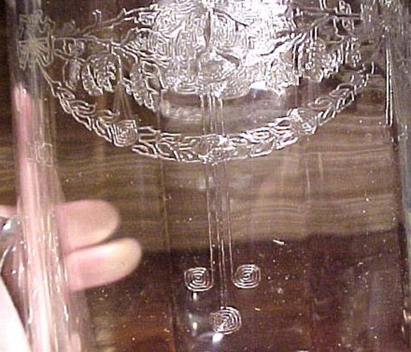 ELEGANT ETCHED GLASS WATER PITCHER c1910-20