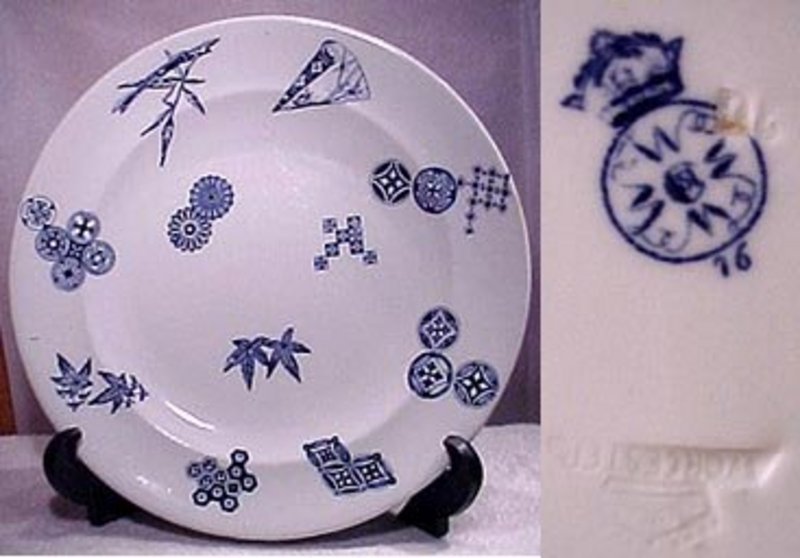 ROYAL WORCESTER PLATE c1876 - blue &amp; white
