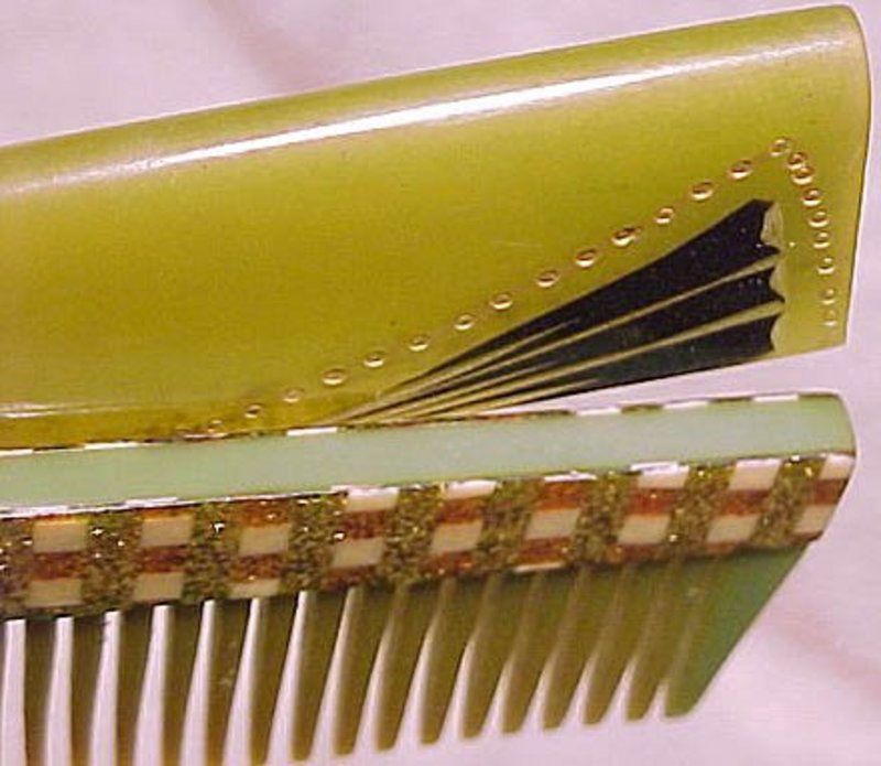 Great ART DECO CELLULOID POCKET COMB with SLEEVE c1920s