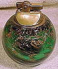 MURANO GREEN GLASS & GOLD SWIRL TABLE LIGHTER c1950s