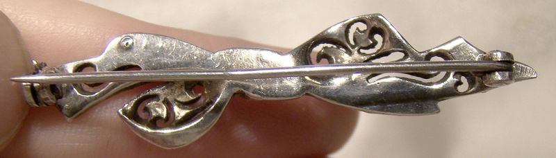 1920s MARCASITE STERLING OPENWORK BOW PIN