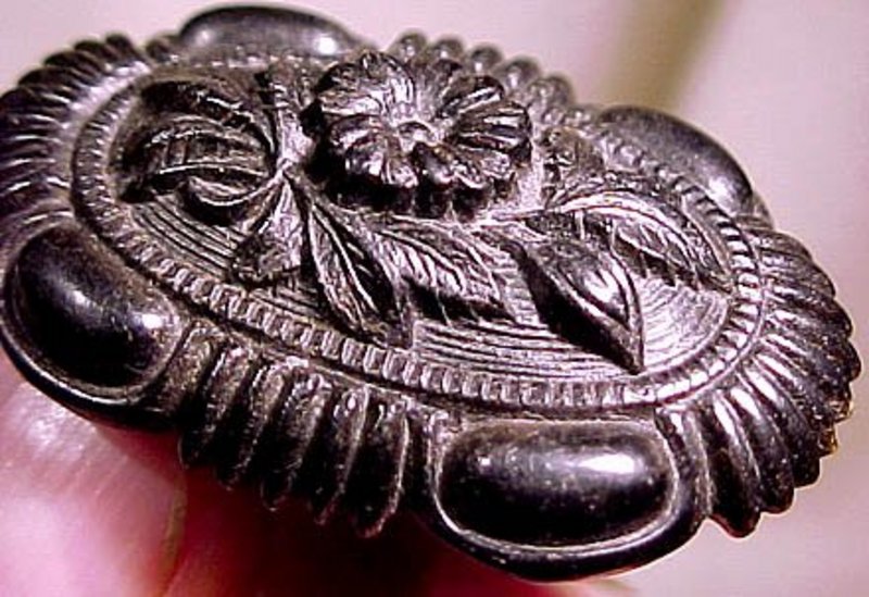 Floral VICTORIAN Mourning PIN c1860s-70s