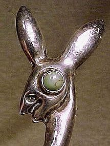 Mexican Sterling BABY DEER PIN with TURQUOISE GLASS EYE