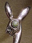 Mexican Sterling BABY DEER PIN with TURQUOISE GLASS EYE