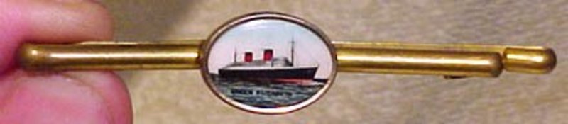 Cunard QUEEN ELIZABETH I SHIP TIE CLIP c1930s