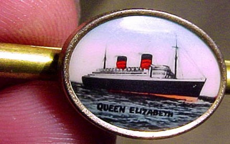 Cunard QUEEN ELIZABETH I SHIP TIE CLIP c1930s