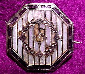 Edwardian OPALESCENT BAISSE TAILLE ENAMEL PIN c1910-15