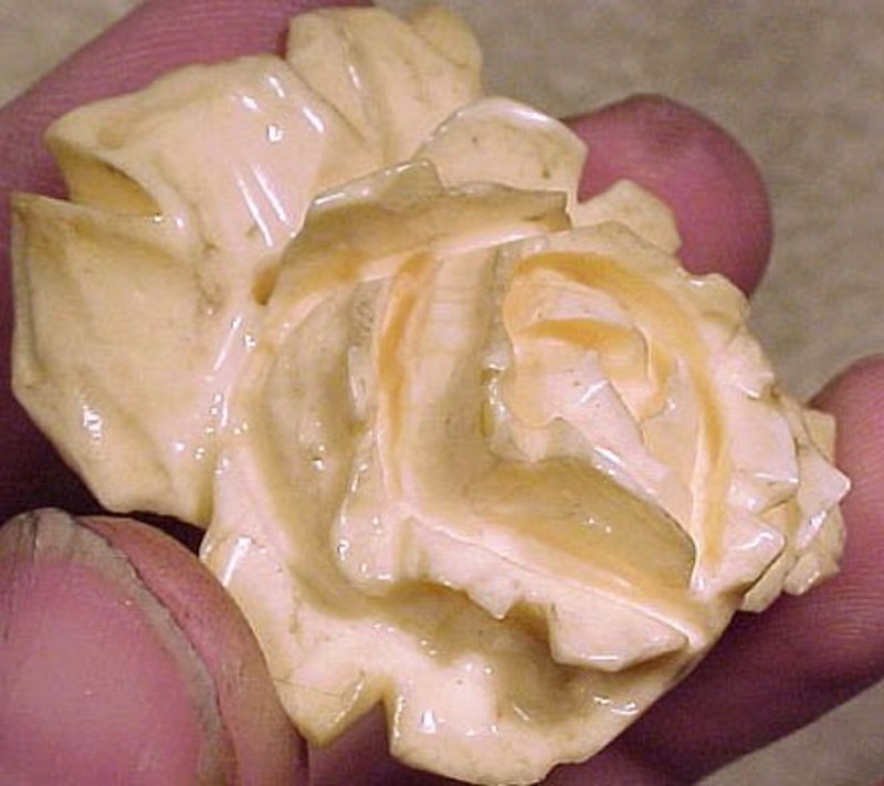 Hand Carved IVORY ROSE PENDANT c1900
