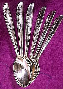 6 Oneida Rogers LILAC TIME DEMITASSE SP SPOONS