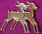 Sterling BABY DEER PIN with ROSE GOLD WASH c1940