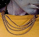 Gilt Brass VICTORIAN REVIVAL MESH & ROPE NECKLACE c1930