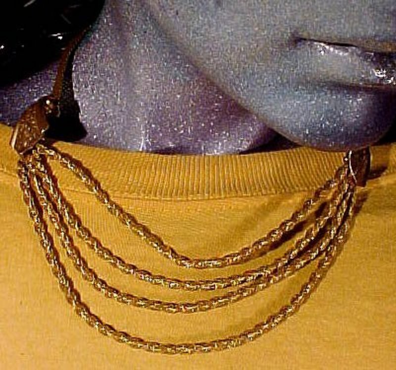 Gilt Brass VICTORIAN REVIVAL MESH &amp; ROPE NECKLACE c1930