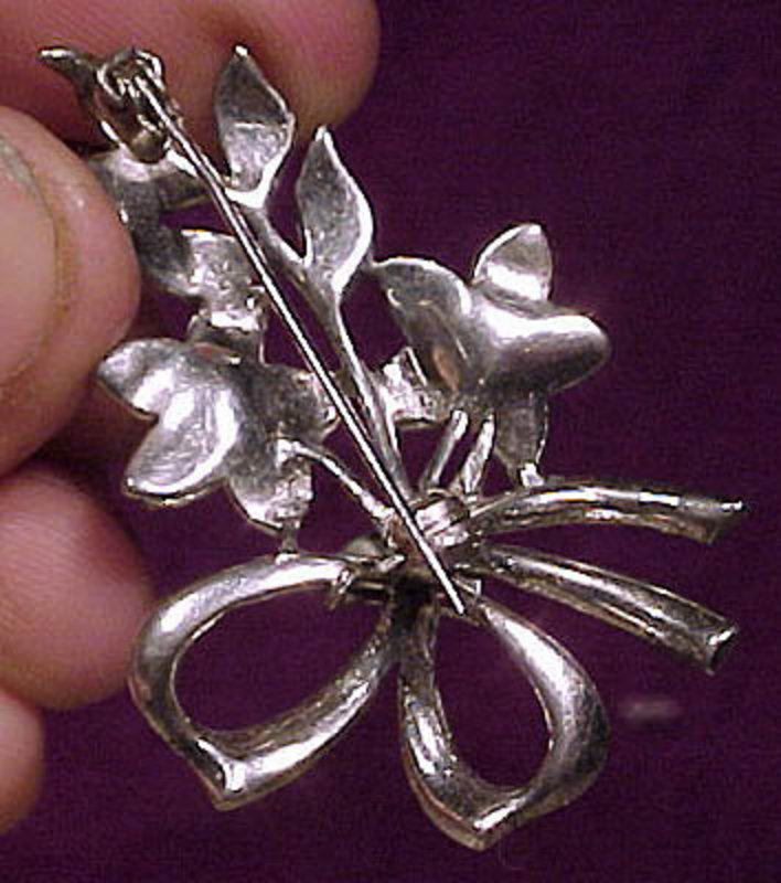 Attractive STERLING MARCASITE FLORAL SPRAY BROOCH c1940