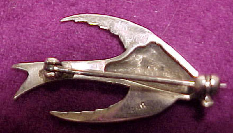 FLYING SWALLOW STERLING MARCASITE BROOCH c1930s