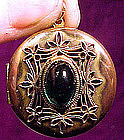 EDWARDIAN GILT PHOTO LOCKET with GREEN STONE c1910-20