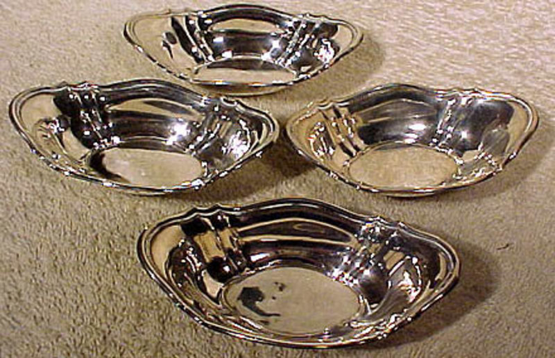 Set of Four BIRKS STERLING NUT or MINT DISHES 1940s-50s