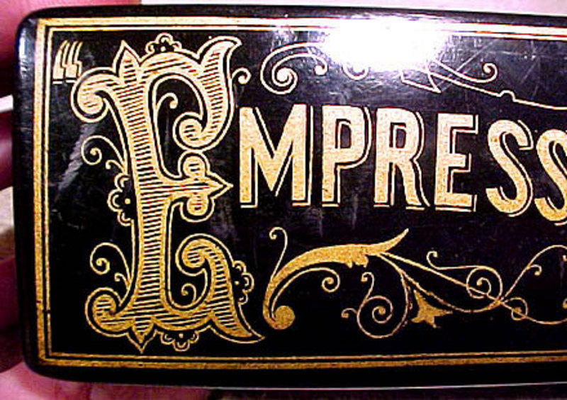 EMPRESS GLOSS PAPIER MACHE ADVERTISING BOX 1880-1900