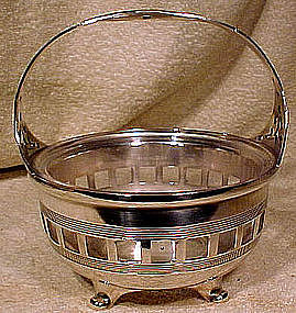 MERIDEN SP CANDY BASKET with GLASS LINER c1900
