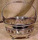 MERIDEN SP CANDY BASKET with GLASS LINER c1900