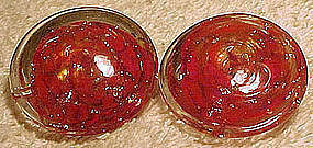 Vintage RED MURANO GLASS CLIP-ON EARRINGS c1950