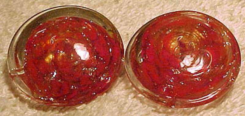 Vintage RED MURANO GLASS CLIP-ON EARRINGS c1950