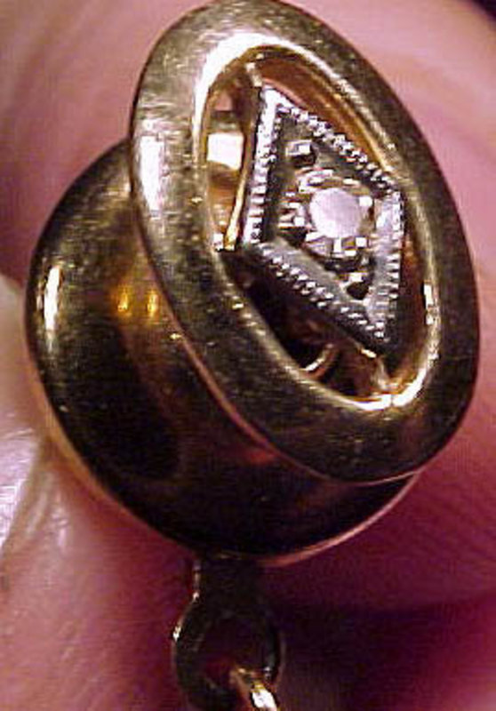 10K Yellow Gold DIAMOND TIE TACK or TIE PIN c1960s
