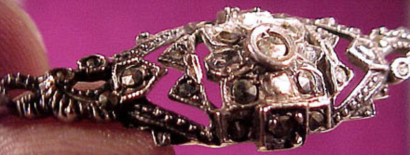 EATONS STERLING &amp; MARCASITE BAR BROOCH 1920-30