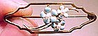 Edwardian 14K ENAMEL SEED PEARL FLOWER PIN c1910