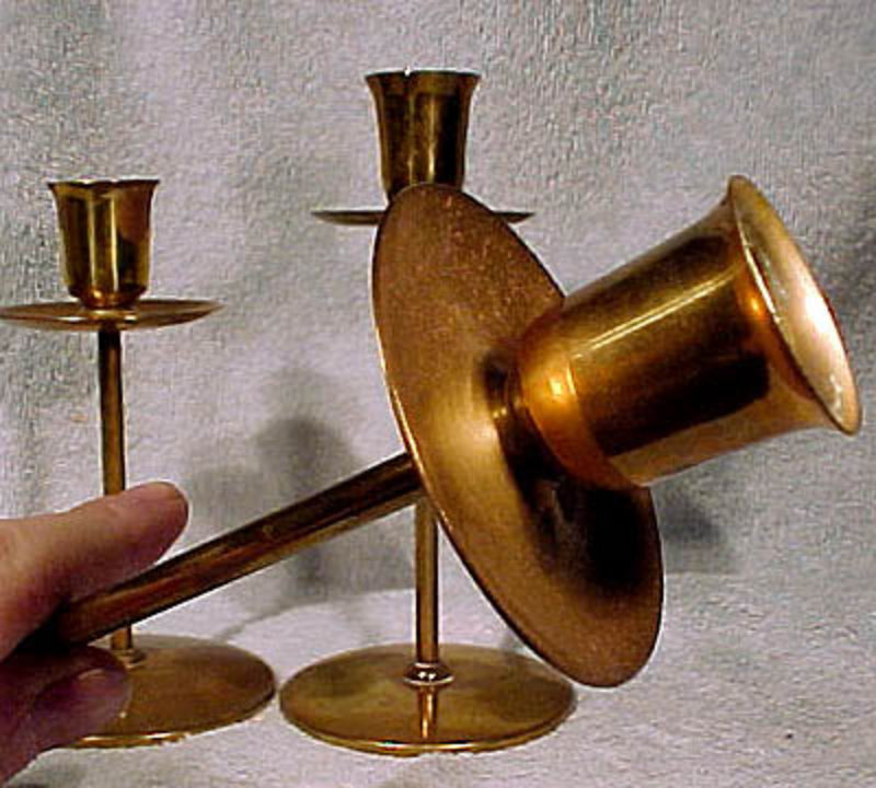 Set of 3 LARS KNUDSEN DANISH MODERN BRASS CANDLESTICKS