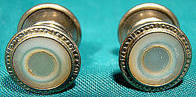 MOTHER OF PEARL RHODIUM PLATE SNAP CUFFLINKS c1920