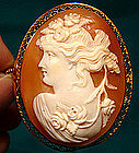 10K CHLORIS FLORA CAMEO with FILIGREE EDGE c1910-20