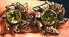 HOBE STERLING PERIDOT CRYSTAL STONE EARRINGS 1940s