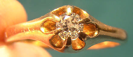 Edwardian 14K FLOWER STYLE DIAMOND RING 1900 1910