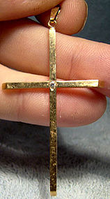 Large Vintage 10K CROSS with DIAMOND