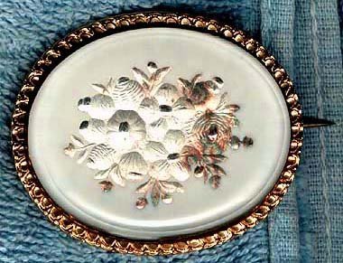 Large ESSEX CRYSTAL HP FLORAL RGP PIN c1850s-60s