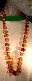 EDWARDIAN FACETTED AMBER BEAD NECKLACE c1910